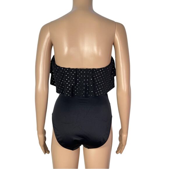 Magicsuit Stud Muffin Molly Strapless Flounce Bandeau Black One Piece Swimsuit - Picture 4 of 11